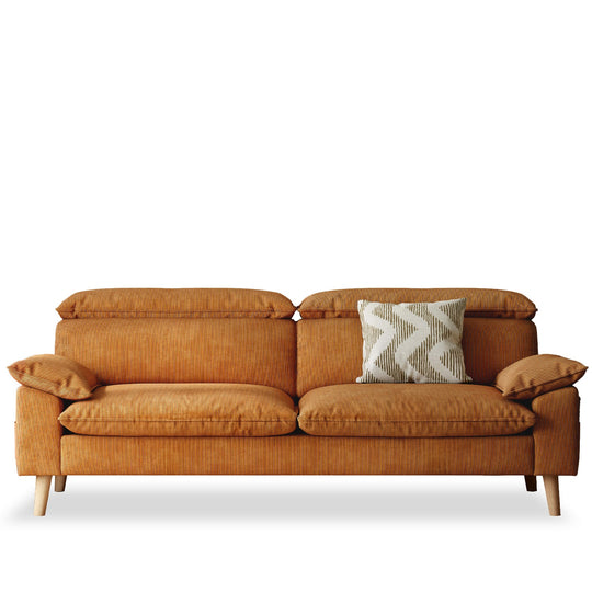 Scandinavian corduroy velvet fabric 3 seater sofa cordy in white background.