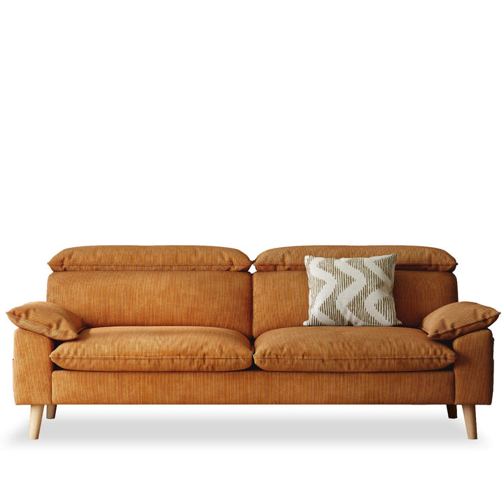 Scandinavian corduroy velvet fabric 3 seater sofa cordy in white background.