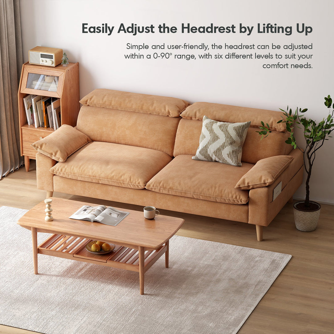 Scandinavian corduroy velvet fabric 3 seater sofa cordy in real life style.