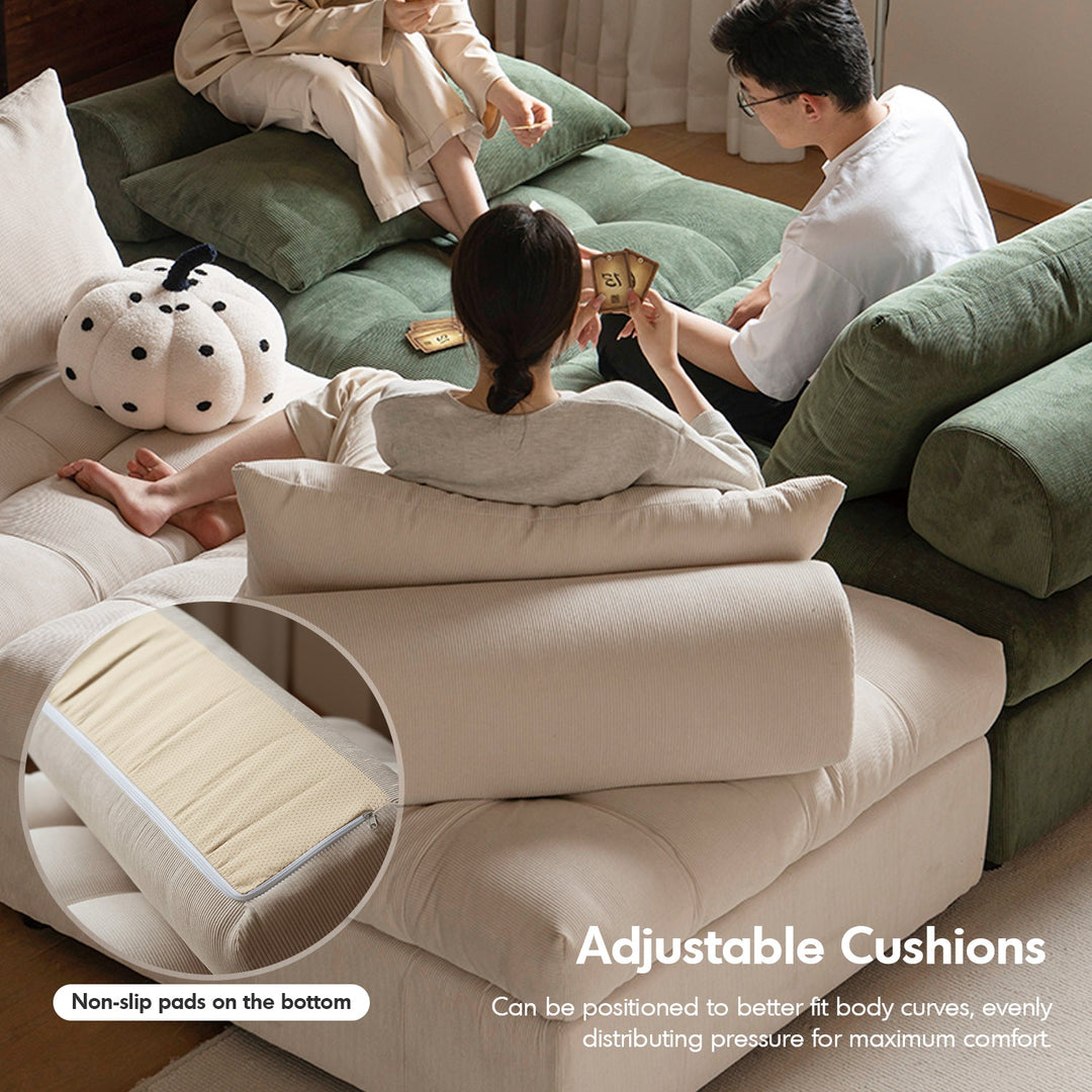 Modern Corduroy Velvet Fabric Modular Armless 1 Seater Sofa FLEXA