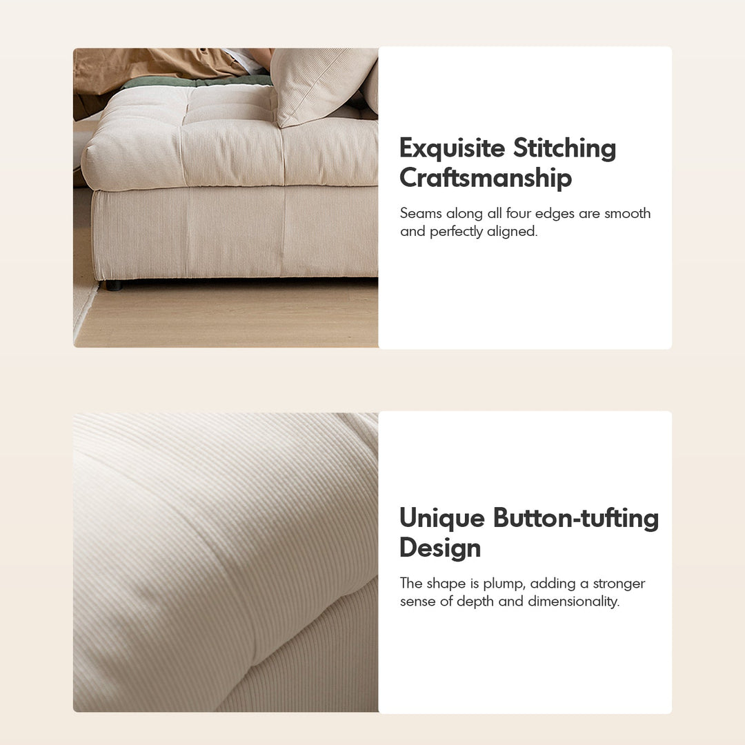 Modern Corduroy Velvet Fabric Modular Armless 1 Seater Sofa FLEXA