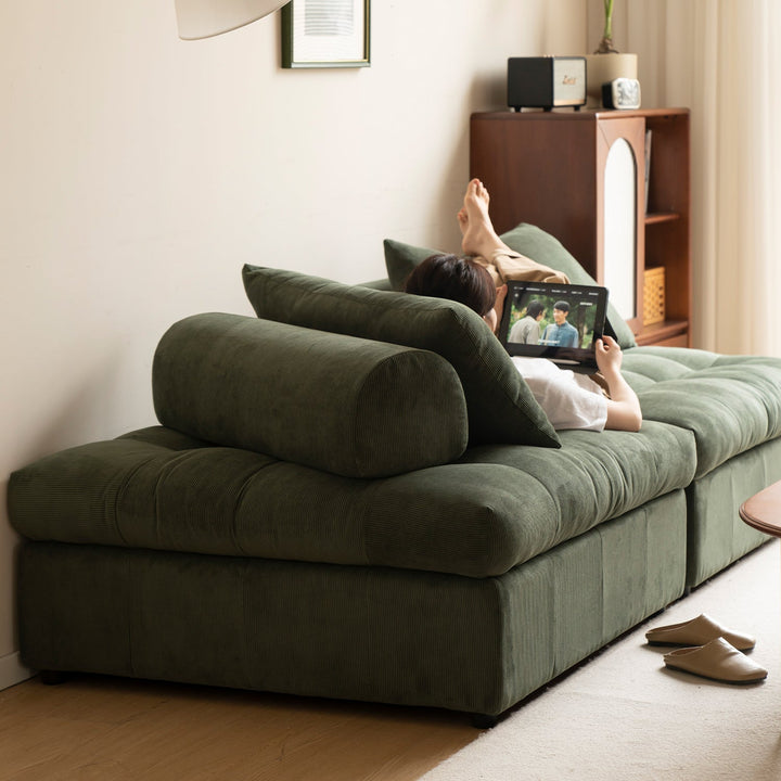 Modern Corduroy Velvet Fabric Modular Armless 1 Seater Sofa FLEXA