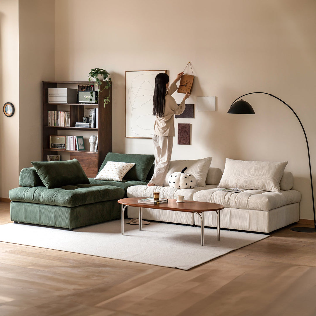 Modern Corduroy Velvet Fabric Modular Armless 1 Seater Sofa FLEXA