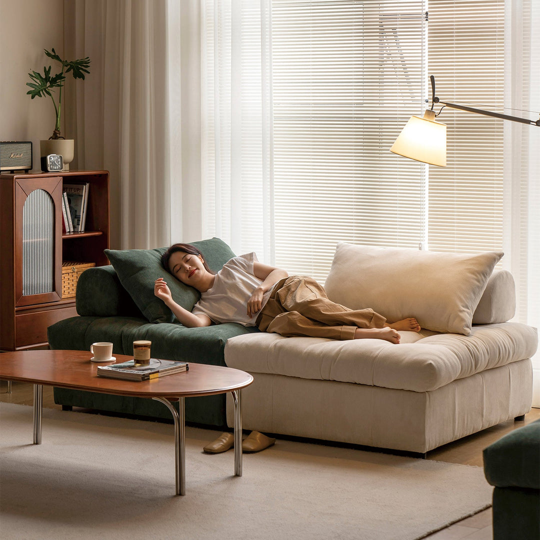 Modern Corduroy Velvet Fabric Modular Armless 1 Seater Sofa FLEXA