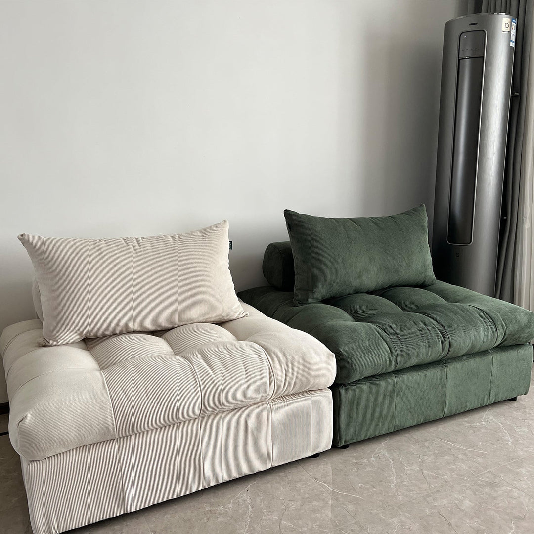 Modern Corduroy Velvet Fabric Modular Armless 1 Seater Sofa FLEXA