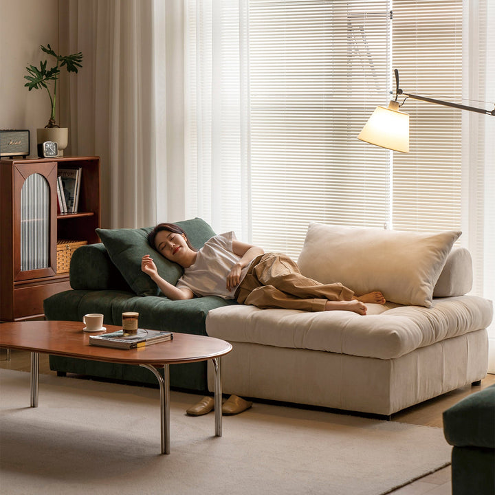 Modern corduroy velvet fabric modular armless 1 seater sofa flexa primary product view.