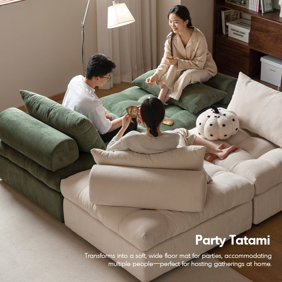 Modern Corduroy Velvet Fabric Modular Armless 1 Seater Sofa FLEXA