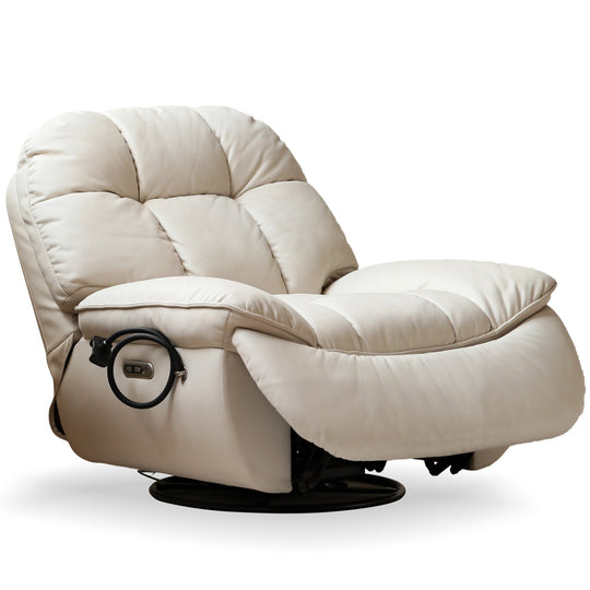Modern microfiber leather electric recliner revolving 1 seater sofa lazylux in white background.