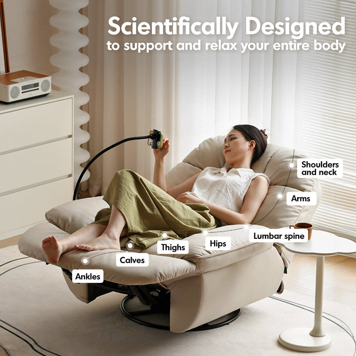 Modern microfiber leather electric recliner revolving 1 seater sofa lazylux in details.