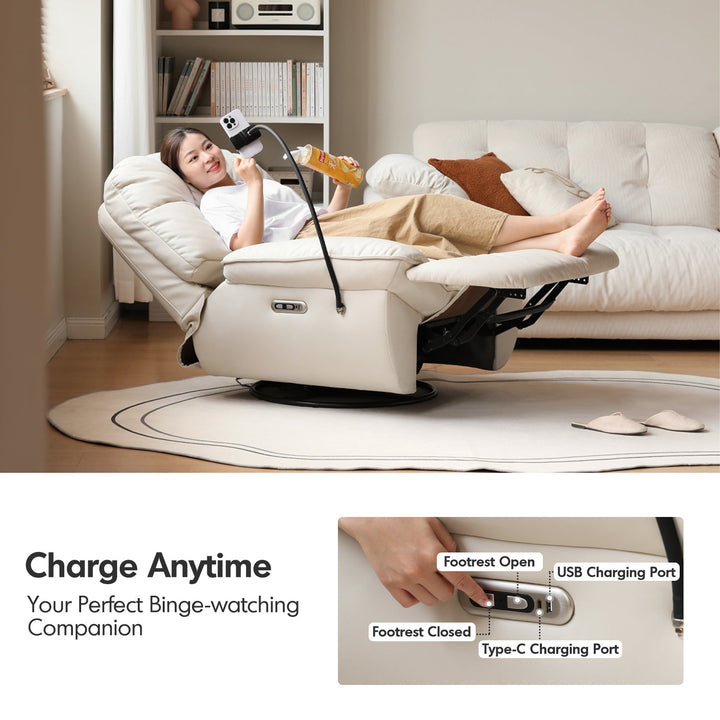 Modern microfiber leather electric recliner revolving 1 seater sofa lazylux in still life.