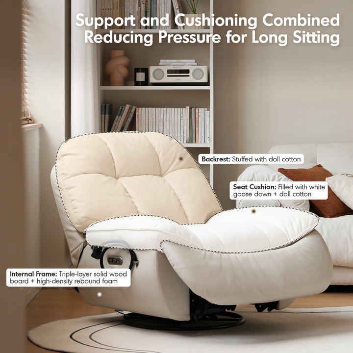 Modern microfiber leather electric recliner revolving 1 seater sofa lazylux conceptual design.