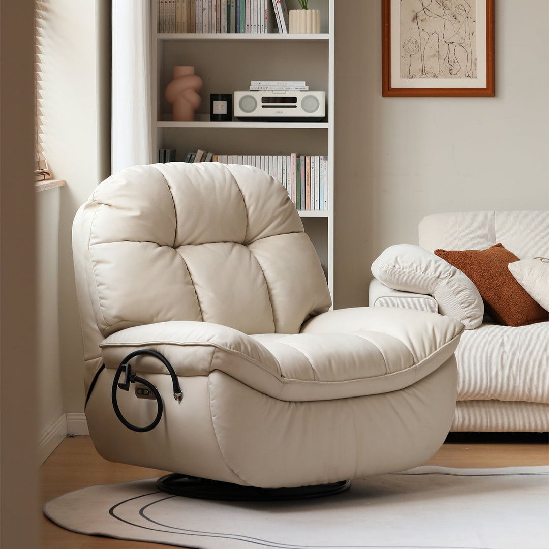 Modern microfiber leather electric recliner revolving 1 seater sofa lazylux detail 4.