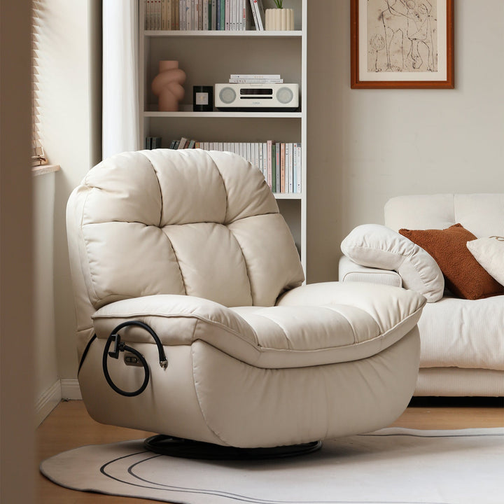 Modern microfiber leather electric recliner revolving 1 seater sofa lazylux detail 4.