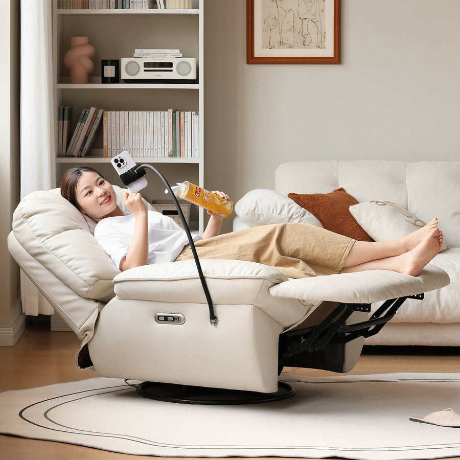 Modern microfiber leather electric recliner revolving 1 seater sofa lazylux primary product view.