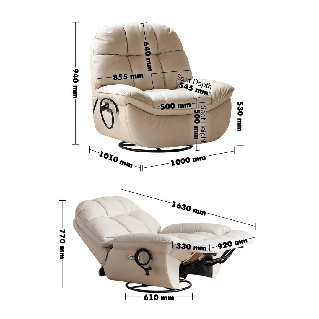 Modern microfiber leather electric recliner revolving 1 seater sofa lazylux size charts.