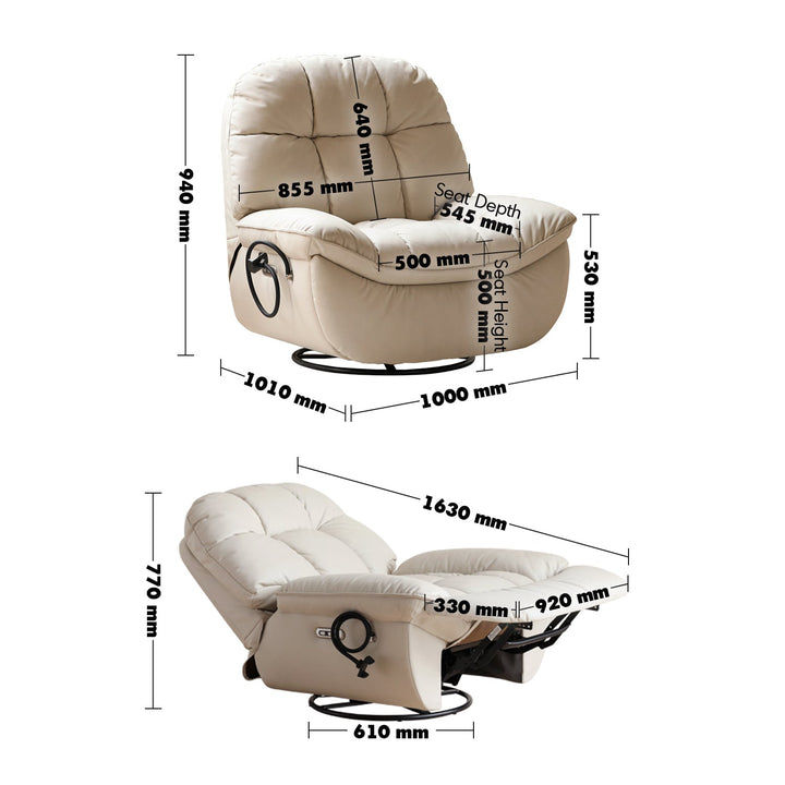 Modern microfiber leather electric recliner revolving 1 seater sofa lazylux size charts.
