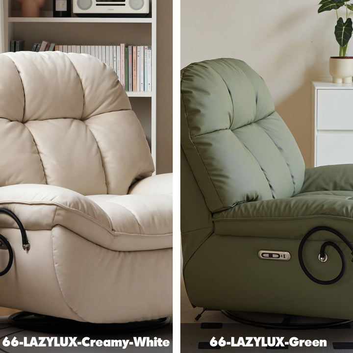 Modern microfiber leather electric recliner revolving 1 seater sofa lazylux color swatches.
