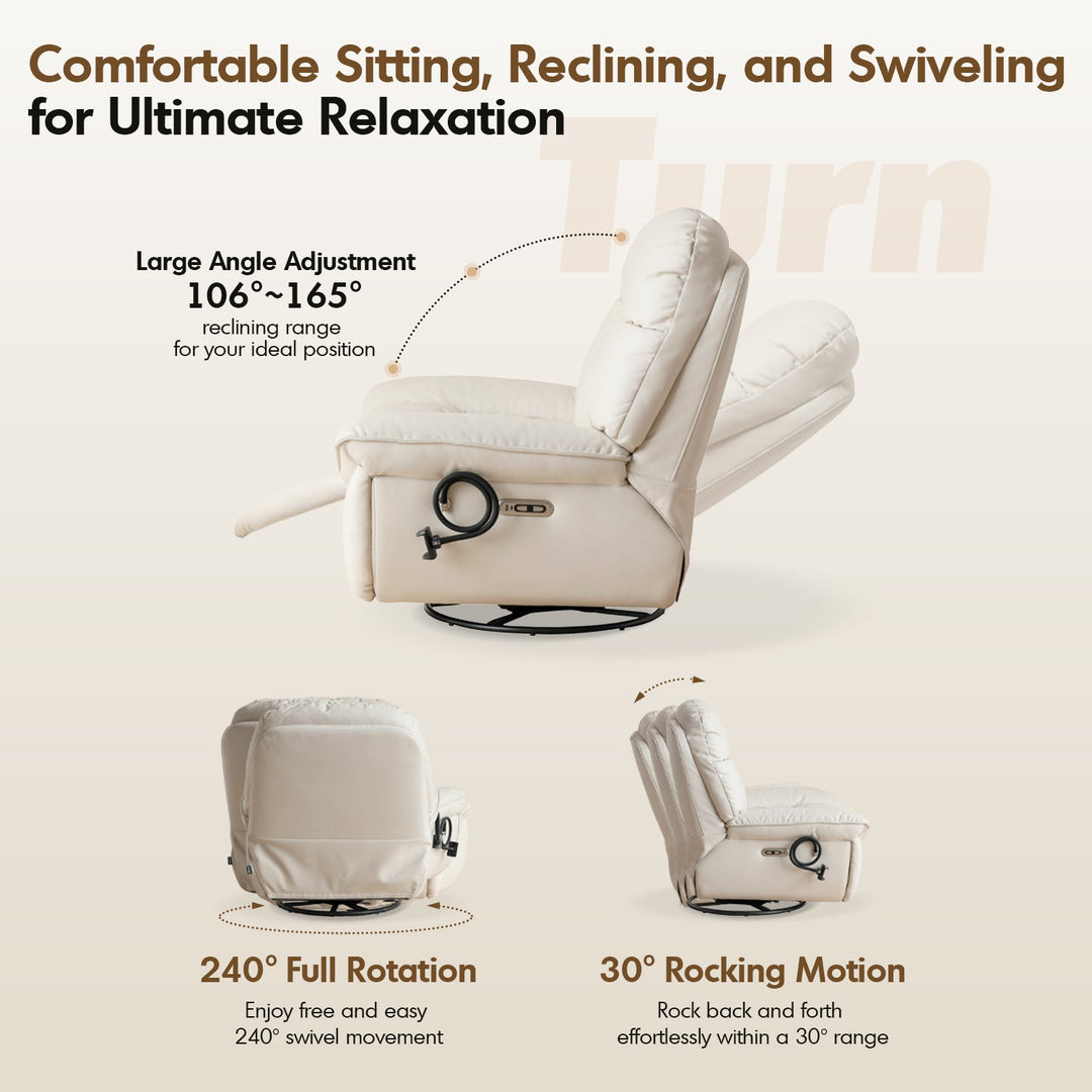 Modern microfiber leather electric recliner revolving 1 seater sofa lazylux material variants.