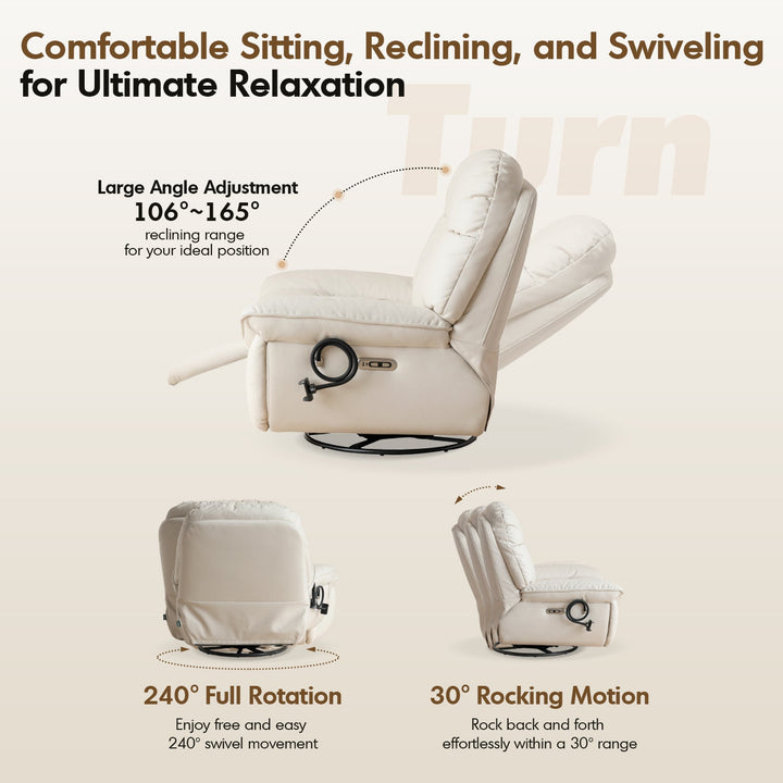 Modern microfiber leather electric recliner revolving 1 seater sofa lazylux material variants.
