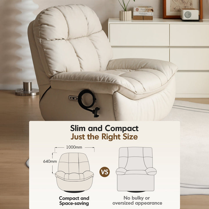Modern microfiber leather electric recliner revolving 1 seater sofa lazylux in real life style.