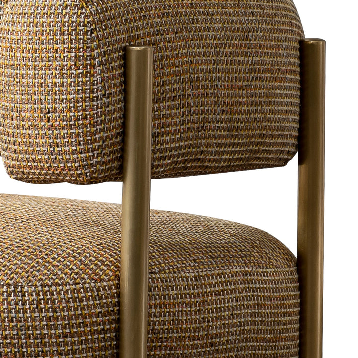Industrial mixed weave fabric 1 seater sofa cini in close up details.