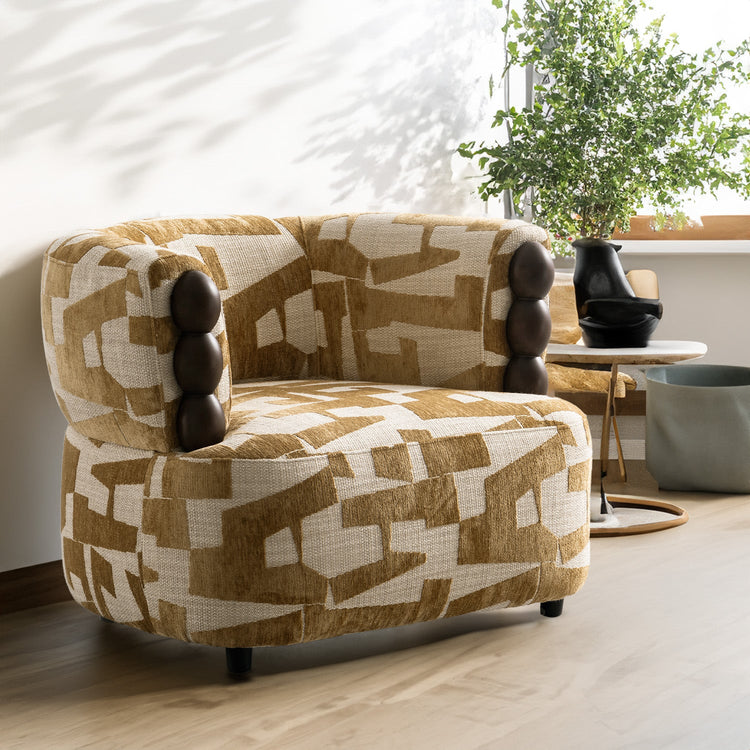 Modern Mixed Weave Fabric 1 Seater Sofa PUFF Good to Know Preview-1