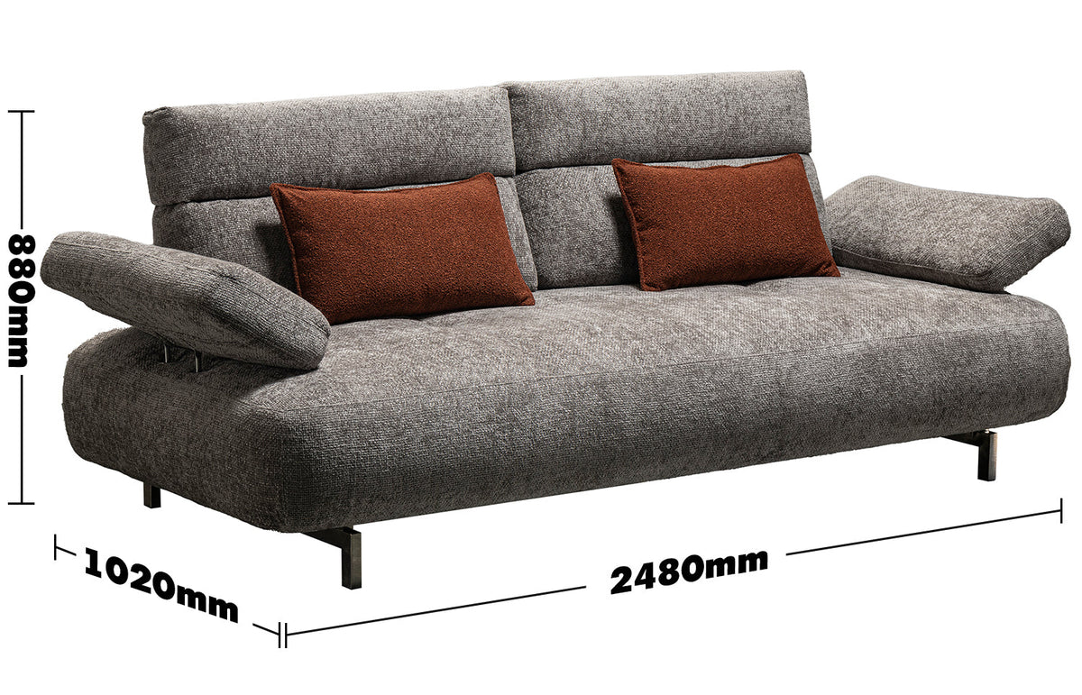 Modern Mixed Weave Fabric 3 Seater Sofa FLIP Size Chart