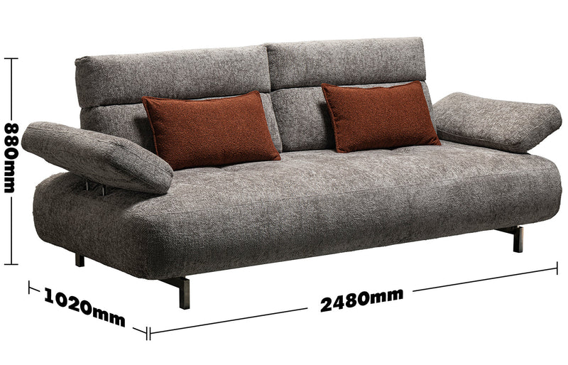 Modern Mixed Weave Fabric 3 Seater Sofa FLIP Size Chart