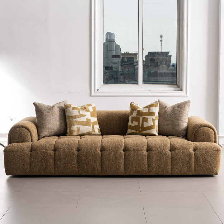 Modern Mixed Weave Fabric 3 Seater Sofa PUFF