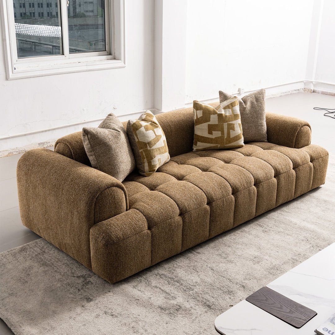 Modern Mixed Weave Fabric 3 Seater Sofa PUFF