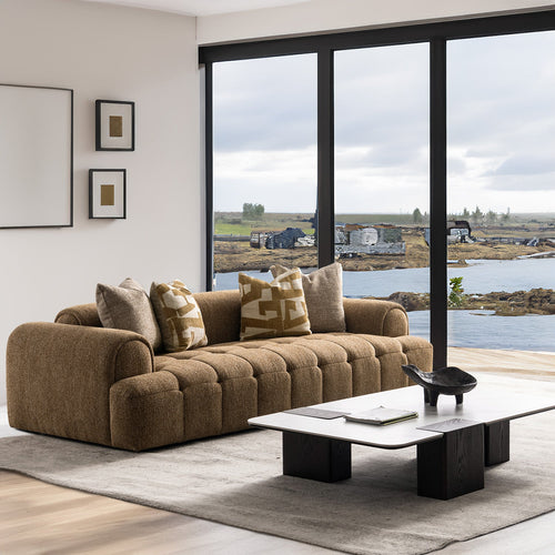 Modern Mixed Weave Fabric 3 Seater Sofa PUFF Good to Know Preview-1
