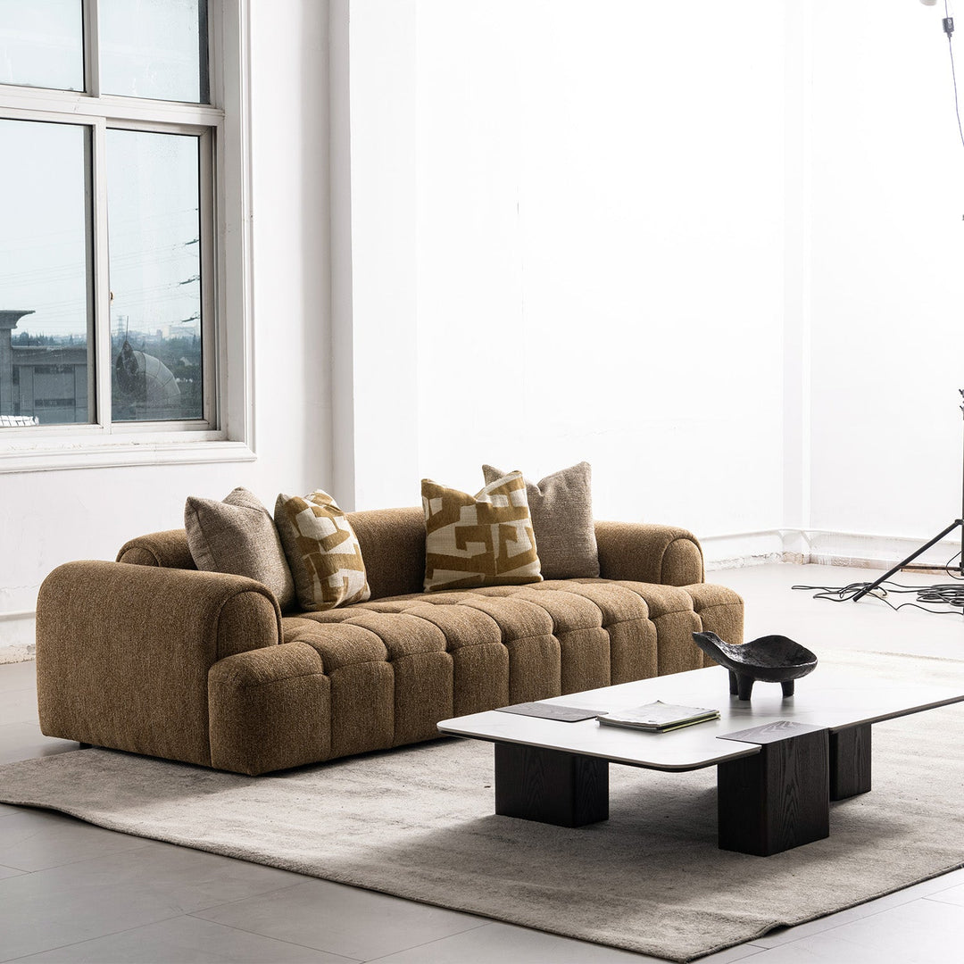 Modern Mixed Weave Fabric 3 Seater Sofa PUFF