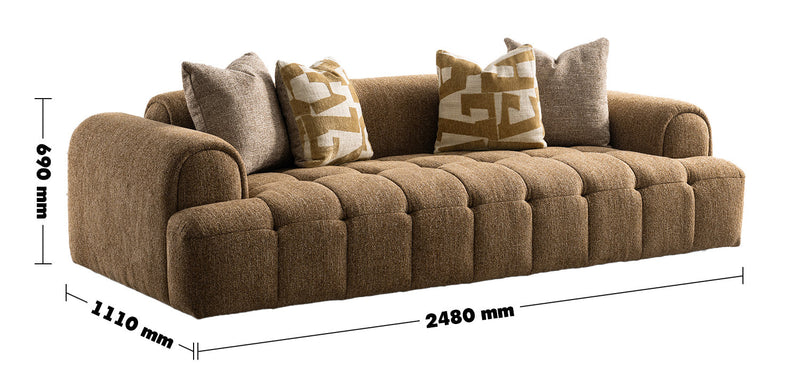 Modern Mixed Weave Fabric 3 Seater Sofa PUFF Size Chart