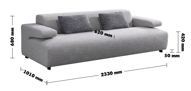 Minimalist Mixed Weave Fabric 3 Seater Sofa TORO Size Chart