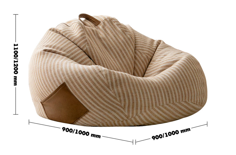 Scandinavian Mixed Weave Fabric Bean Bag 1 Seater Sofa BEANIE Size Chart