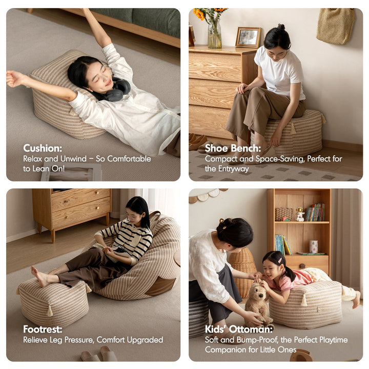 Modern Mixed Weave Fabric Ottoman BEANIE