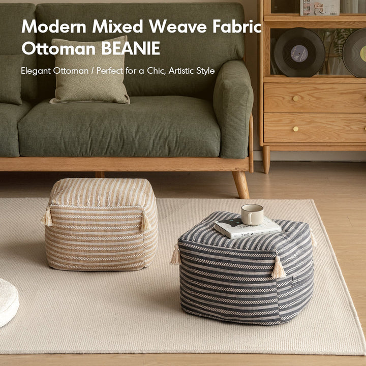 Modern Mixed Weave Fabric Ottoman BEANIE