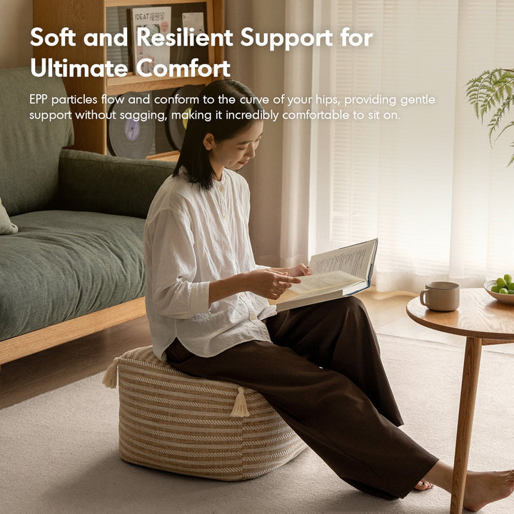 Modern Mixed Weave Fabric Ottoman BEANIE