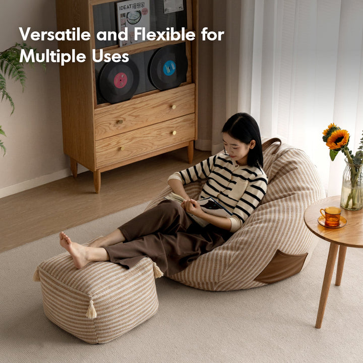 Modern Mixed Weave Fabric Ottoman BEANIE