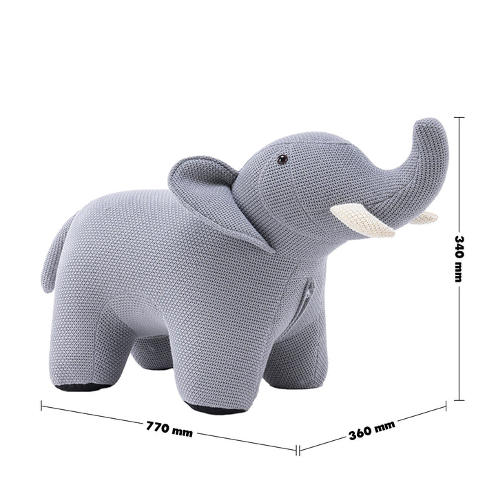 Contemporary Mixed Weave Fabric Ottoman Decoration ELEPHANT