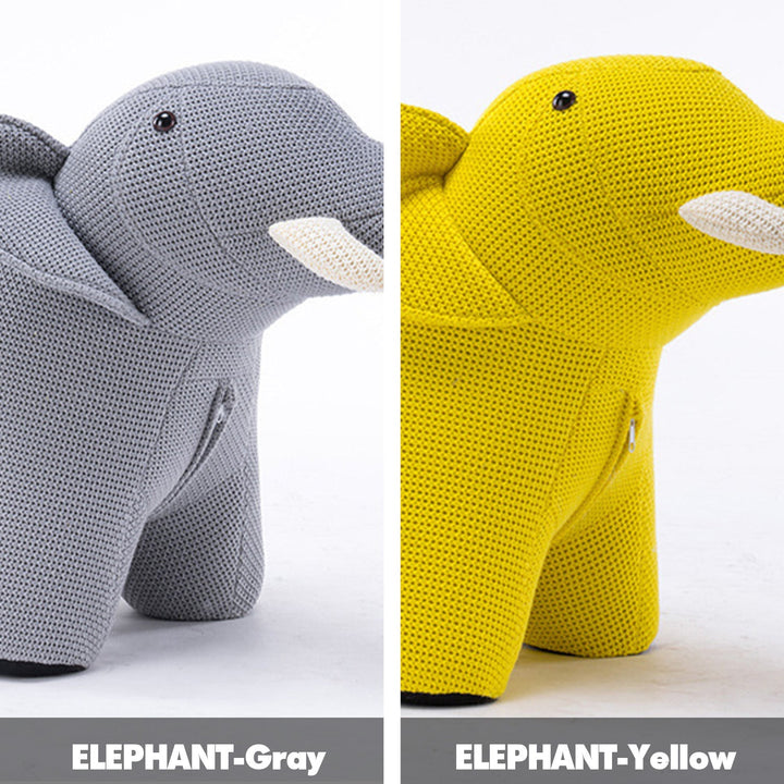 Contemporary Mixed Weave Fabric Ottoman Decoration ELEPHANT