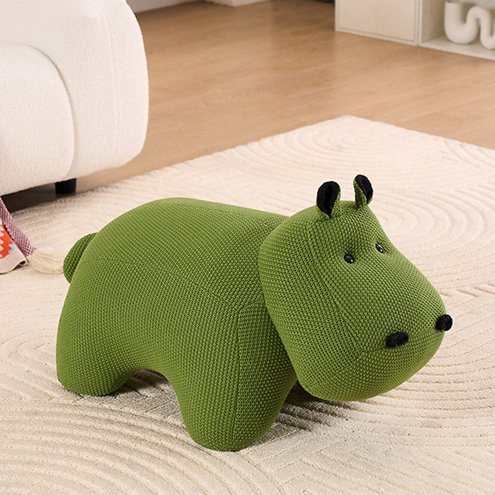 Contemporary mixed weave fabric ottoman decoration hippo material variants.