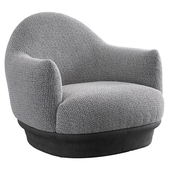 Modern mixed weave revolving 1 seater sofa twigg in white background.