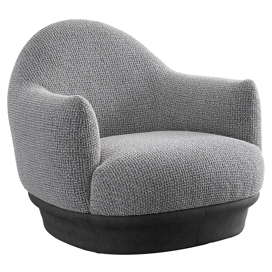 Modern mixed weave revolving 1 seater sofa twigg in white background.