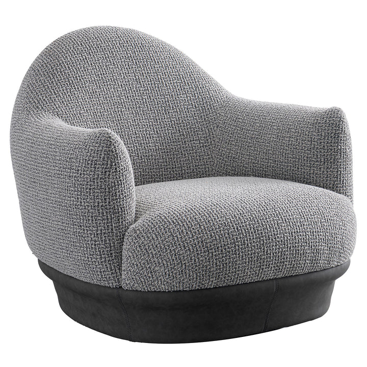 Modern mixed weave revolving 1 seater sofa twigg in white background.