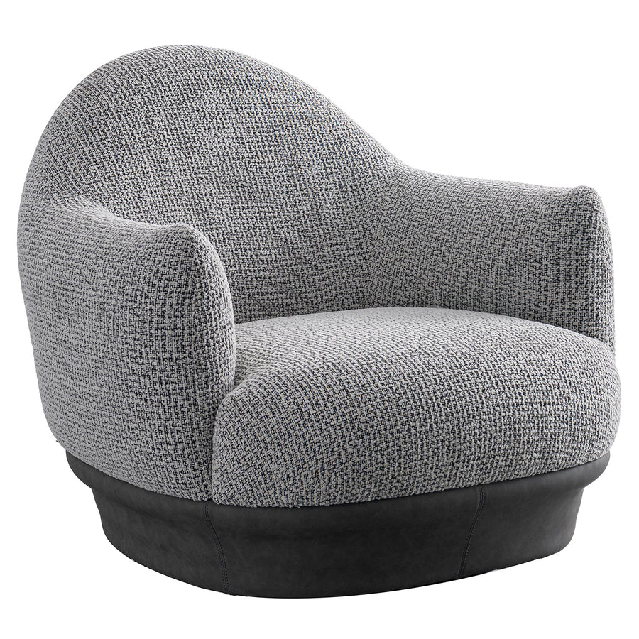 Modern mixed weave revolving 1 seater sofa twigg in white background.