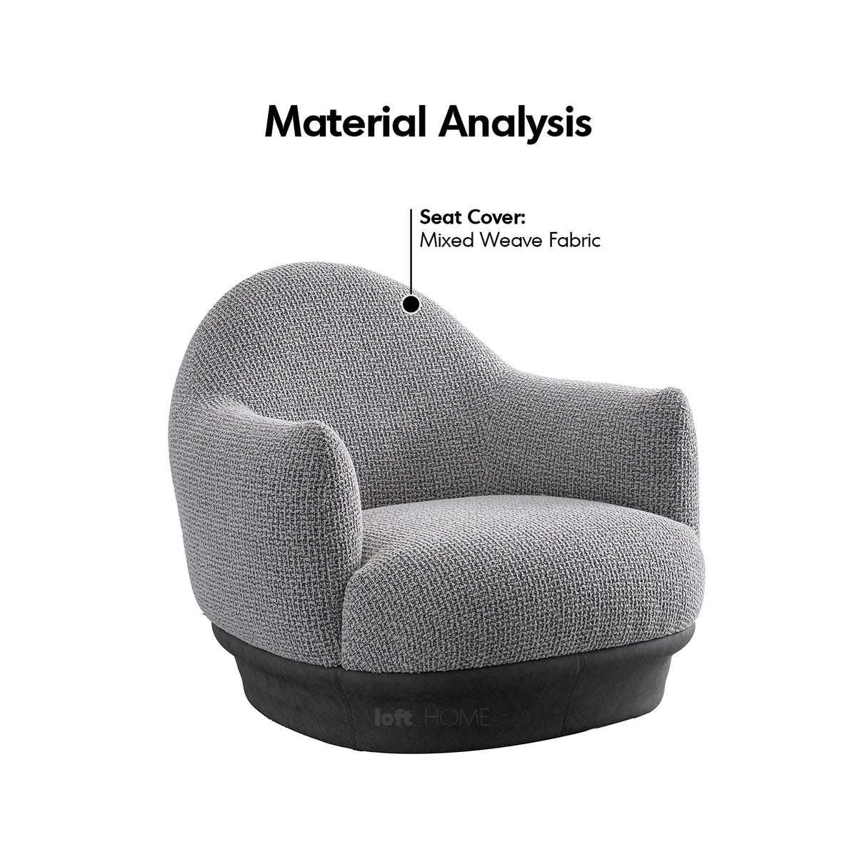 Modern mixed weave revolving 1 seater sofa twigg in details.
