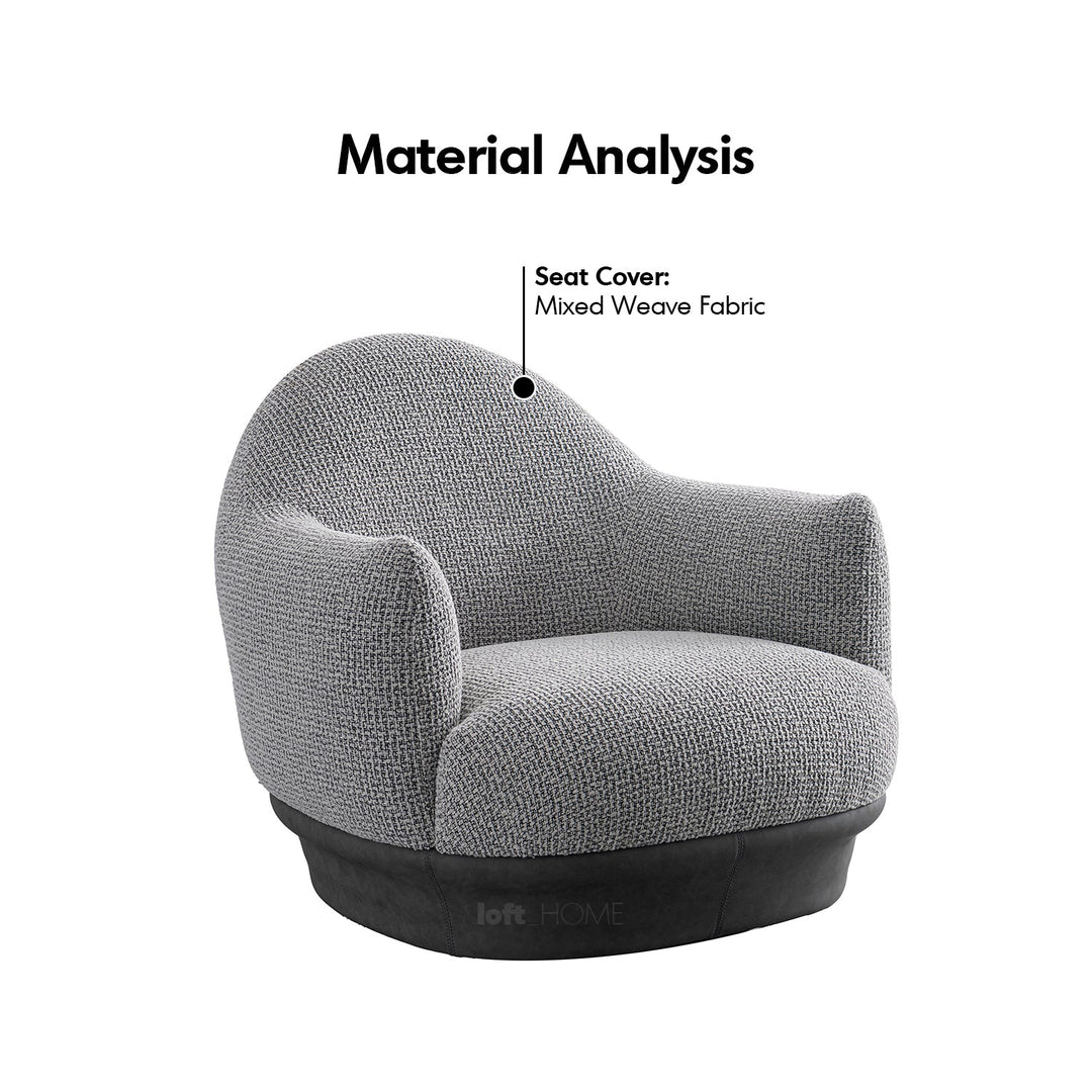 Modern mixed weave revolving 1 seater sofa twigg in details.