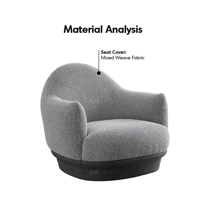 Modern mixed weave revolving 1 seater sofa twigg in details.