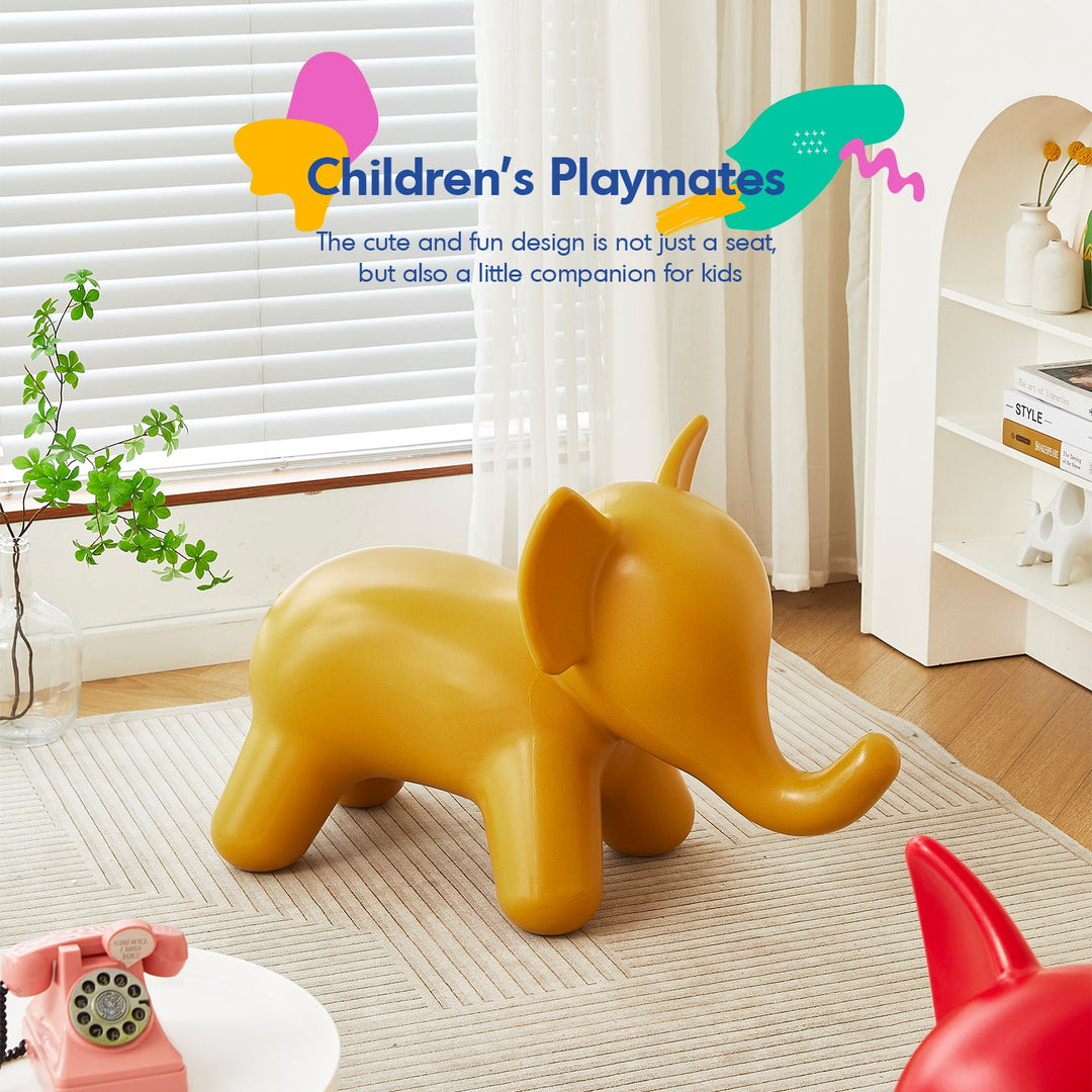 Contemporary plastic ottoman elephant material variants.